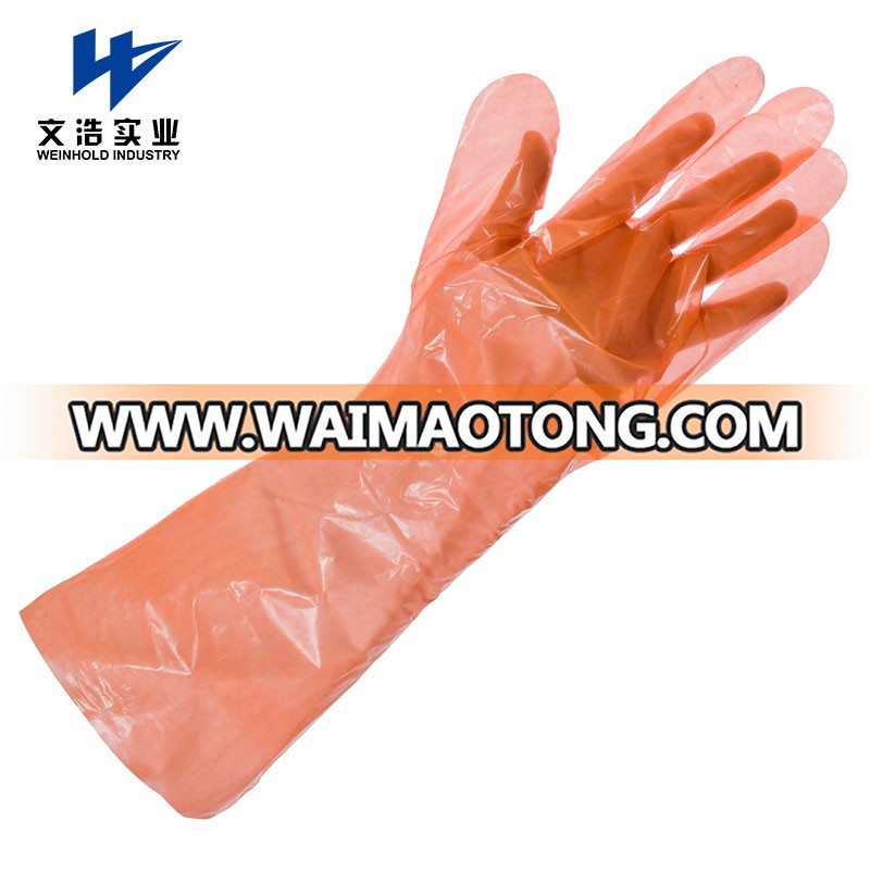 Cheap colored disposable long sleeve pe glove